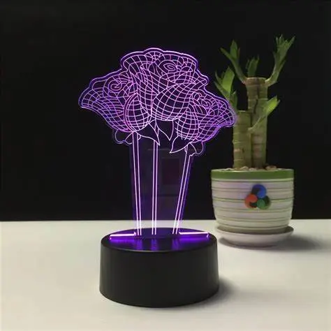 3D NIGHT LIGHT ROSE
