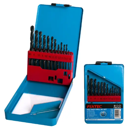 FIXTEC HSS TWIST DRILL BIT SET 13P FDBG1301K 100'S