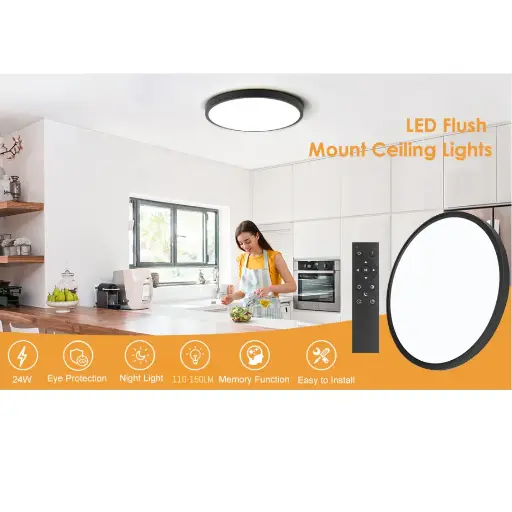CANMEI 24W ULTRA THIN LED CEILING LAMP-RND BLK