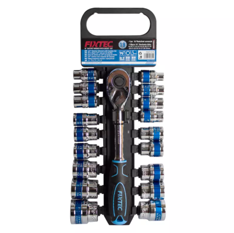 [FHST1319] FIXTEC RATCHET WRENCH W/D SOCKET SET 19P FHST1319 8'S