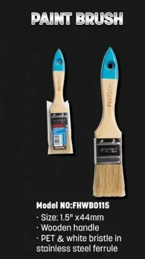 [FHWB0115] FIXTEC WOODEN HANDLE PAINT BRUSH 1.5" FHWB0115