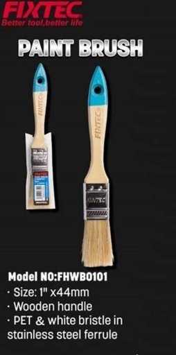 [FHWB0101] FIXTEC WOODEN HANDLE PAINT BRUSH 1" FHWB0101
