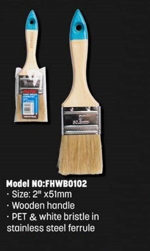 [FHWB0102] FIXTEC WOODEN HANDLE PAINT BRUSH 2" FHWB0102