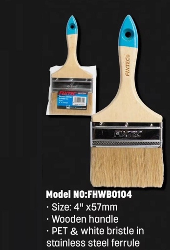 [FHWB0104] FIXTEC WOODEN HANDLE PAINT BRUSH 4" FHWB0104